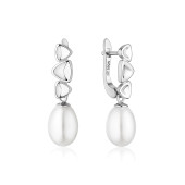 Cercei argint cu perle naturale albe si tortita DiAmanti SK22373EL_W-G